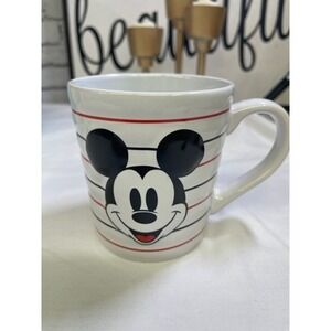 NEW Disney‎ MICKEY MOUSE Embossed Face Striped Mug